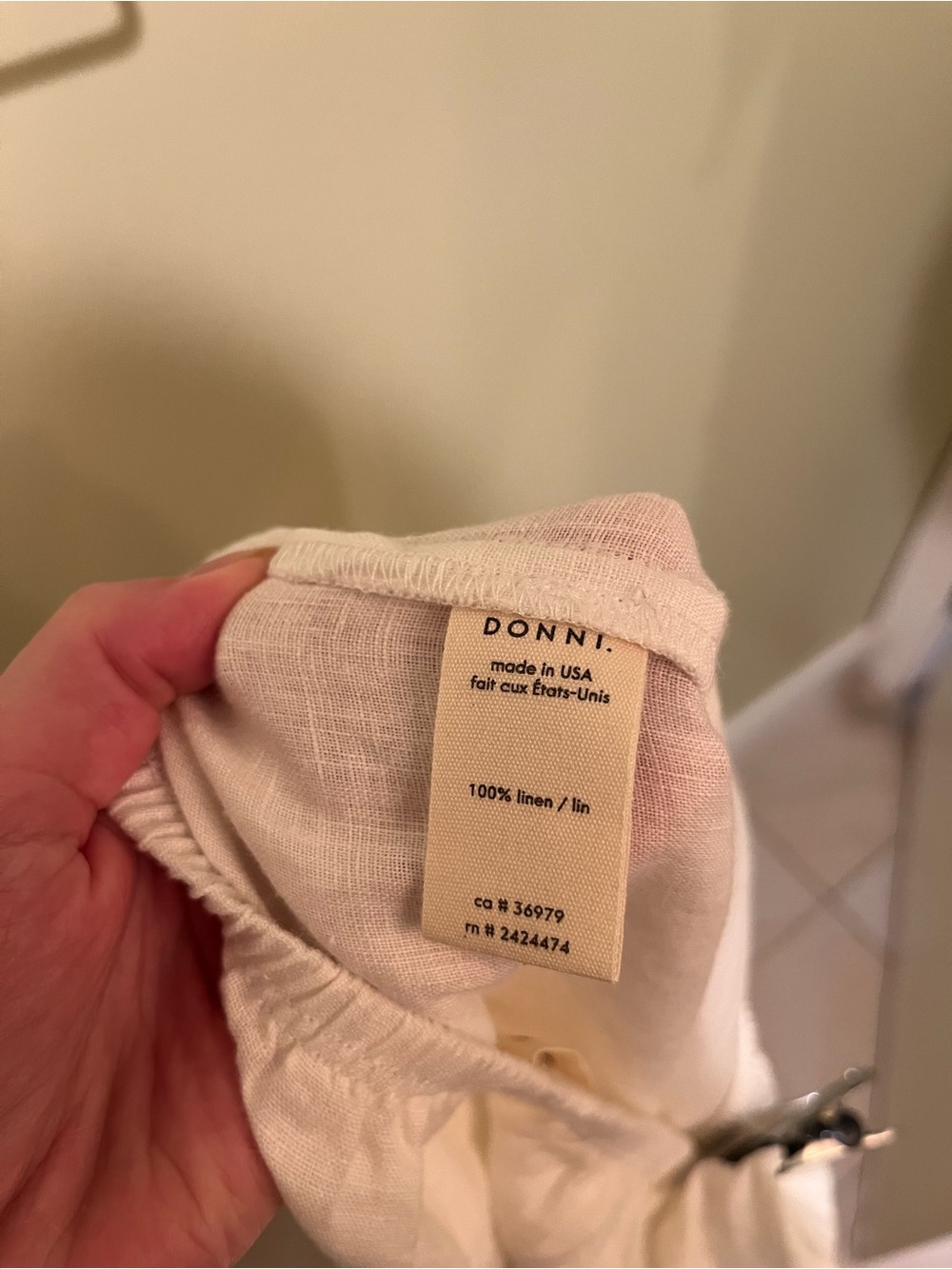 Donni White Linen Simple Pant - Size XXS - Picture 5 of 5